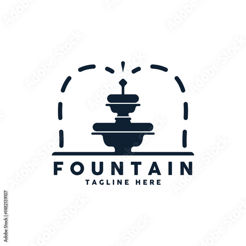  Linear fountain silhouette logo icon design. Water splash logotype