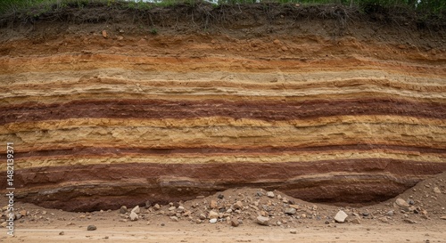 Photo of Soil Layers with Various Textures and Colors