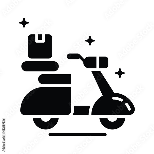 Trendy glyph icon of fast scooter delivery service