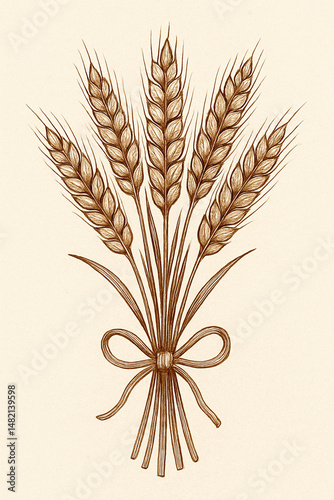 Wheat painting in vintage style