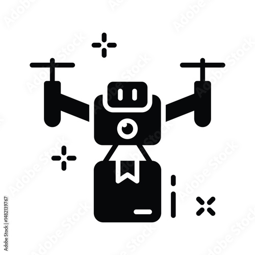 Grab this glyph icon of drone delivery system