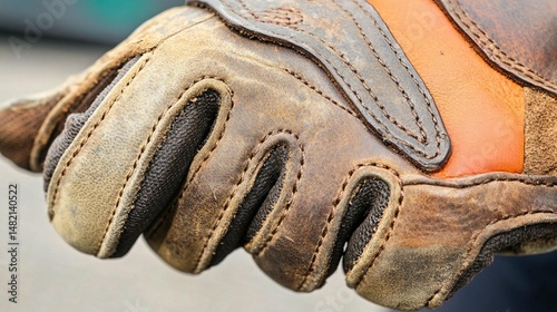 Well-worn Leather Gloves Close Up