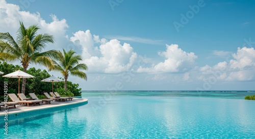 Photo of Tranquil Infinity Pool Overlooking Tropical Ocean
