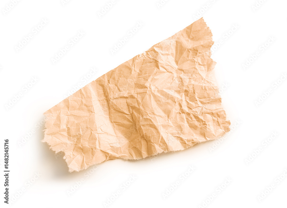 Obraz premium Crumpled piece of brown paper resting against a plain background in a minimalistic setting