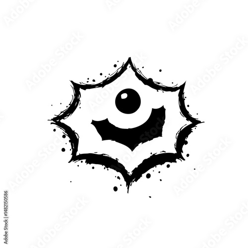 Stylized graphic of an eye with expressive, grunge-inspired textures and details