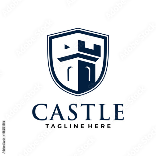 castle tower abstract logo design