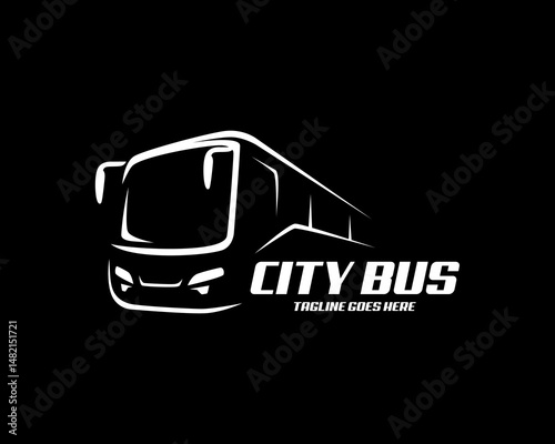 minimalist city bus transportation vector logo design