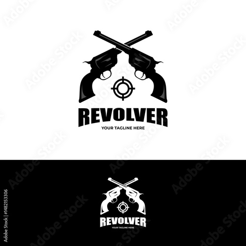 vintage revolver gun logo design