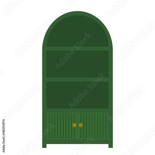 Illustration of Blank Green Bookshelf