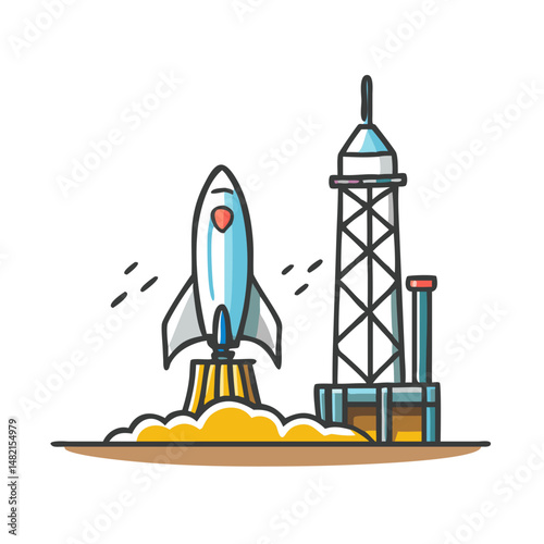 rocket launch pad icon, rocket launch pad vector illustration-simple illustration of rocket launch pad, perfect for rocket launch pad logos and icons