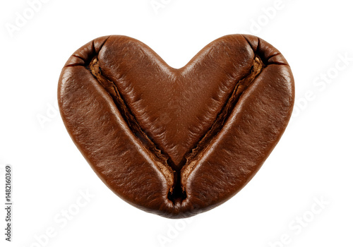 heart shaped coffee bean isolated on transparent background Generative Ai.
