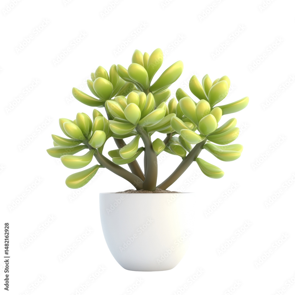 Stylized succulent plant in a minimalist white pot, isolated on a clean backdrop Stylized succulent plant in a minimalist white pot, isolated on a clean backdrop