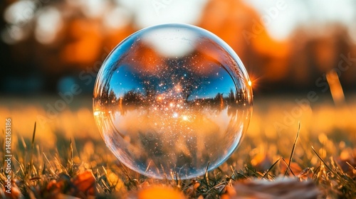 Wallpaper Mural Glass Sphere, Galaxy Reflection, Autumn Torontodigital.ca