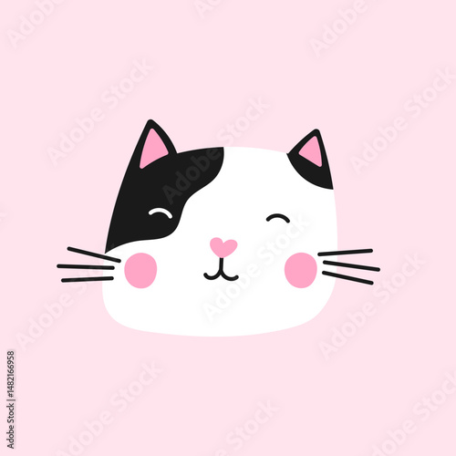 Kawaii kittens face. Cute vector for clip art, printable stickers, and digital pet illustrations