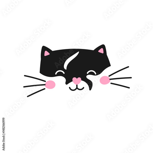 Kawaii kittens face. Cute vector for clip art, printable stickers, and digital pet illustrations