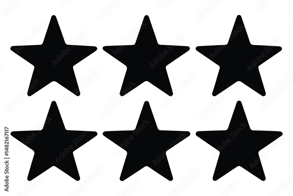 Fototapeta premium Five star rating icon silhouette isolated white background Vector illustration