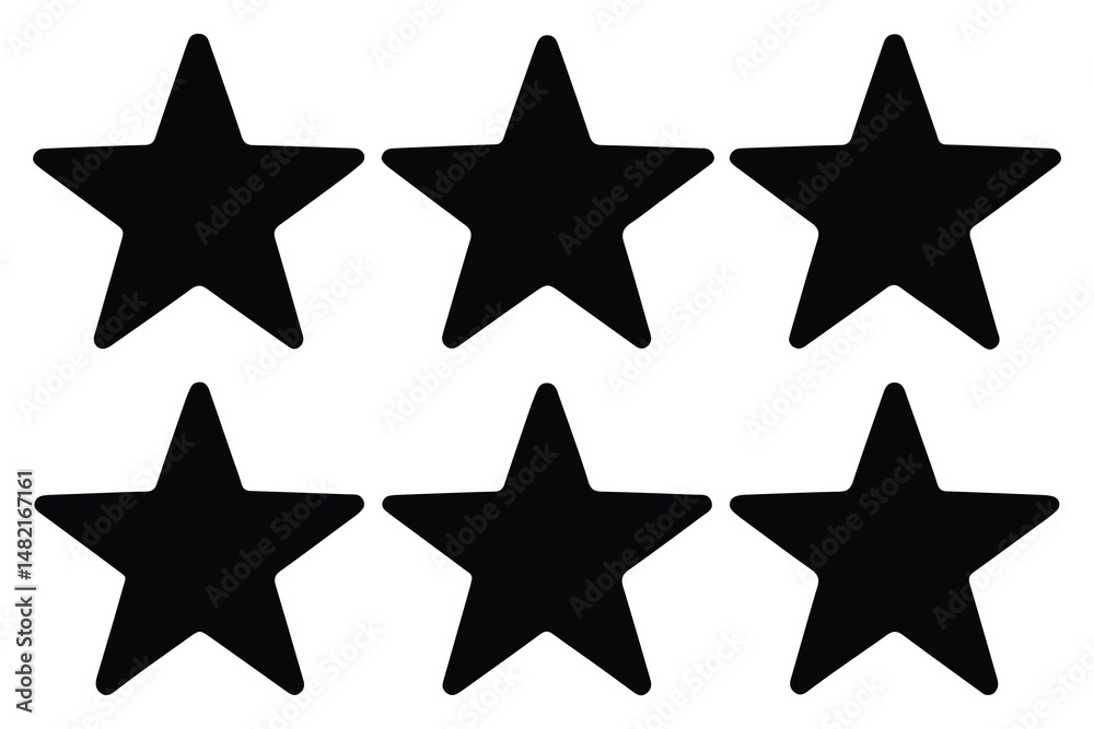 Fototapeta premium Five star rating icon silhouette isolated white background Vector illustration