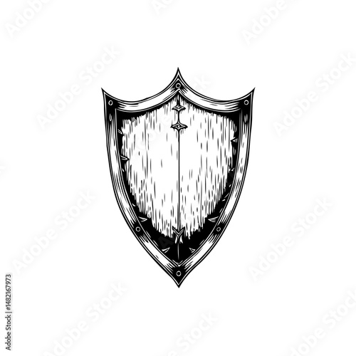 Intricate shield illustration embodying strength, protection, and historical intrigue