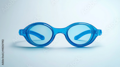 A pair of blue swimming googles isolated on white background.