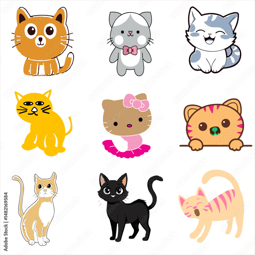 Obraz premium Multicolour Cat Vector Set
