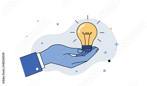 Innovation and creativity concept with light bulb in hand for design and inspiration