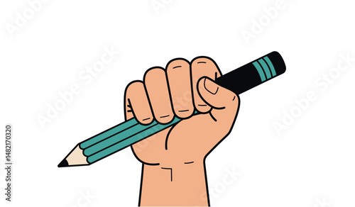 Hand holding pencil for art creativity concept and design inspiration