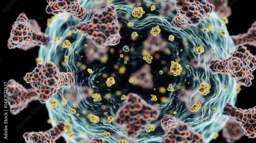 Visual exploration of virus structure showcasing intricate details of cellular mechanics