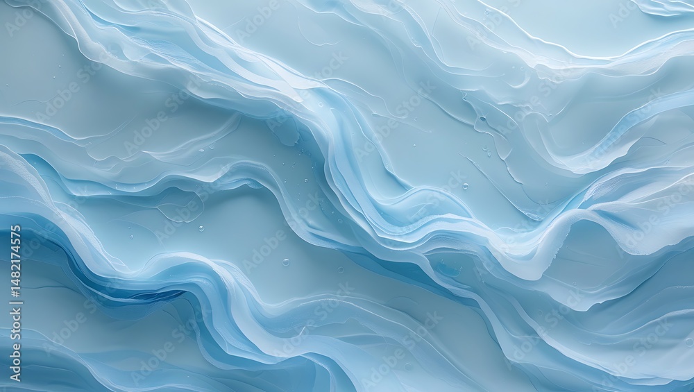 Fototapeta premium Calm Ocean Blue Swirl Texture - Ethereal Ice & Water Pattern Background