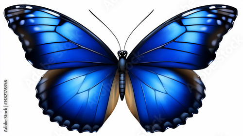 Vibrant blue butterfly, detailed wings