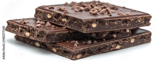 Chocolate bar pieces, studio shot, food