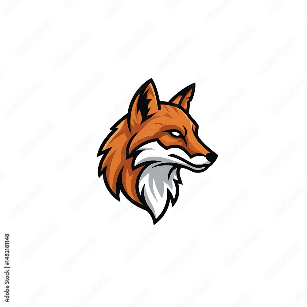 Fototapeta premium A stylized fox head mascot design with orange and black coloring