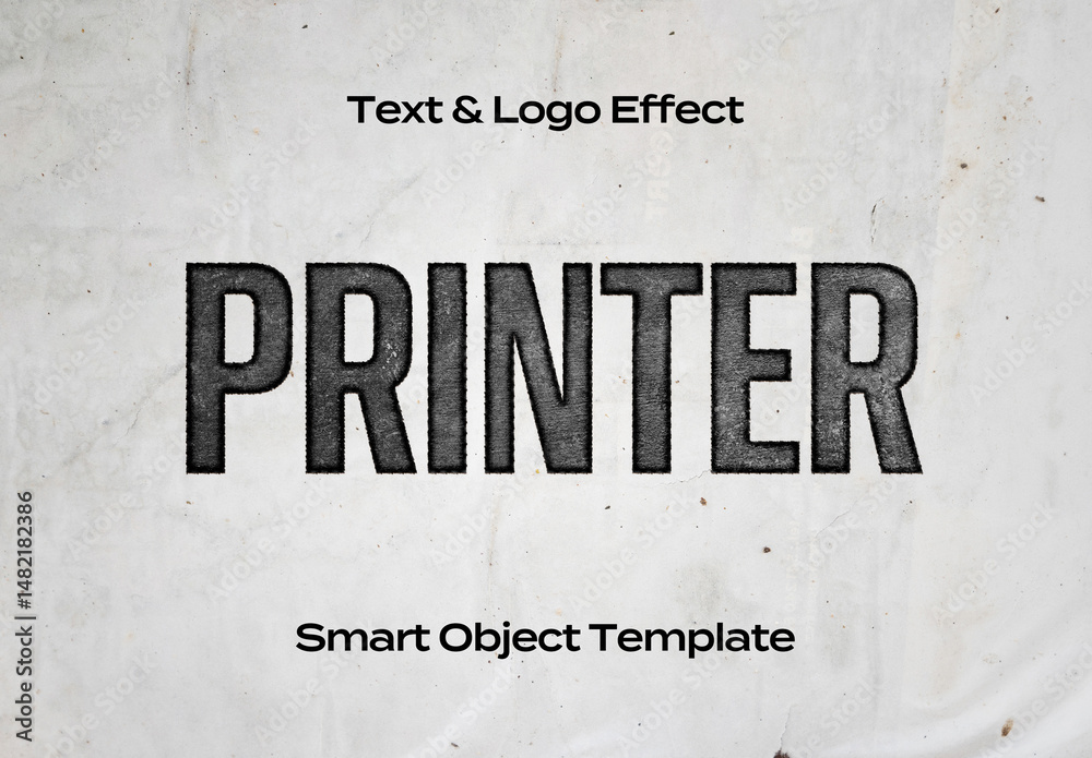Print Printer Paper Text Logo Style Effect Mockup Logotype Template ...