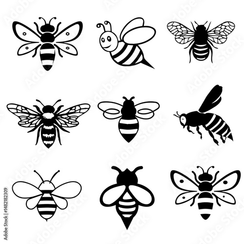 Black & White Bee vector