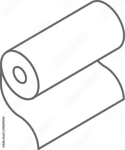 Simple isometric illustration of a roll of paper unfurling.  Perfect for concepts of beginnings, new ideas, or continuous processes. Clean lines and minimalist style.