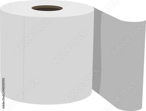 Clean, minimalist illustration of a toilet paper roll.  Perfect for hygiene, cleanliness, or bathroomrelated designs.  Simple yet effective, this image conveys freshness and functionality.