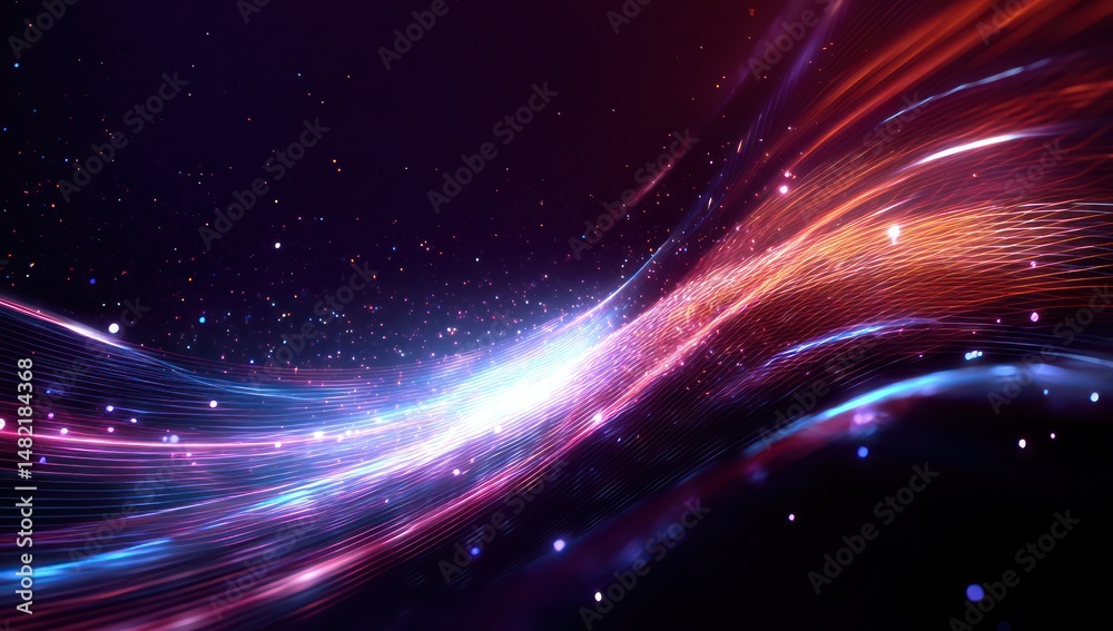 Naklejka premium 3D LED Panel with glowing streaks of cosmic winds that sweep across the display.