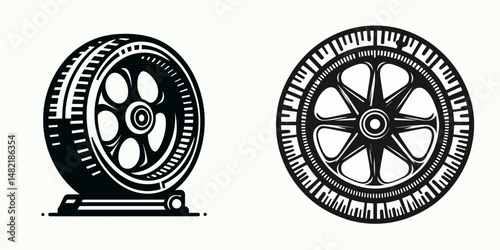Measuring Wheel. Tools Equipment Hardware Construction Repair Diy Clipart Line Art Vector Illustration. Trundle device for distance assessment ground dimension calculation tool.