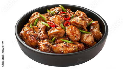 Delicious Sesame Chicken StirFry Recipe isolated on transparent background