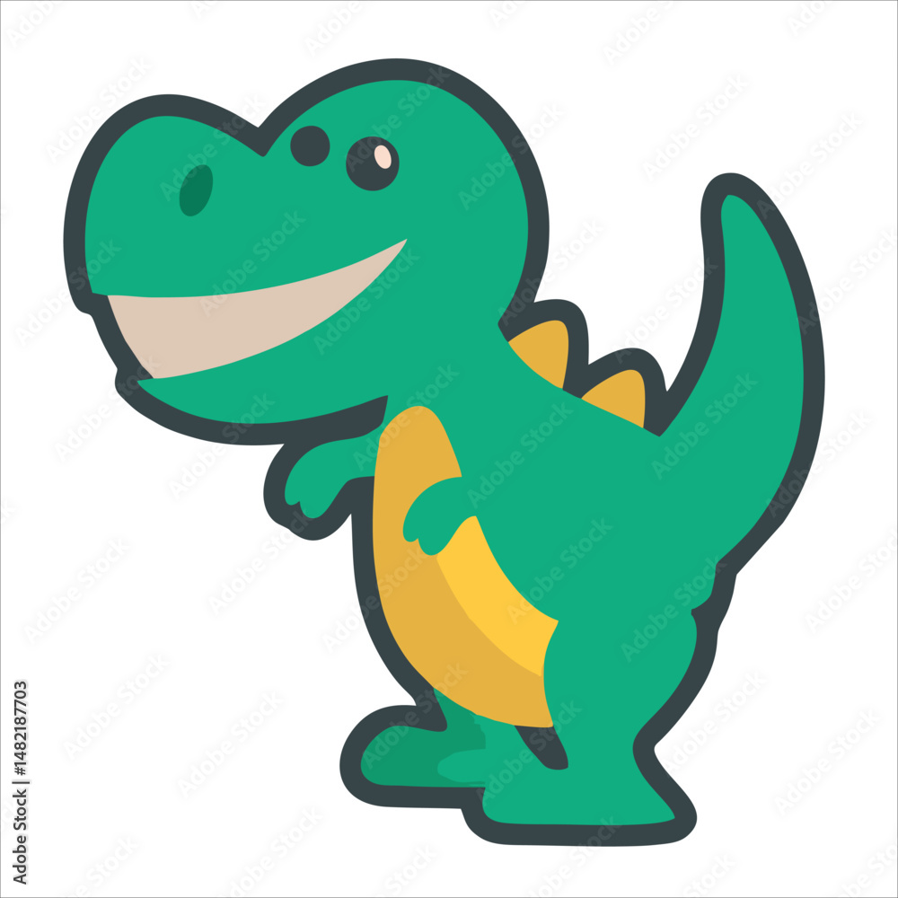 Naklejka premium Cute cartoon dino design flat illustration