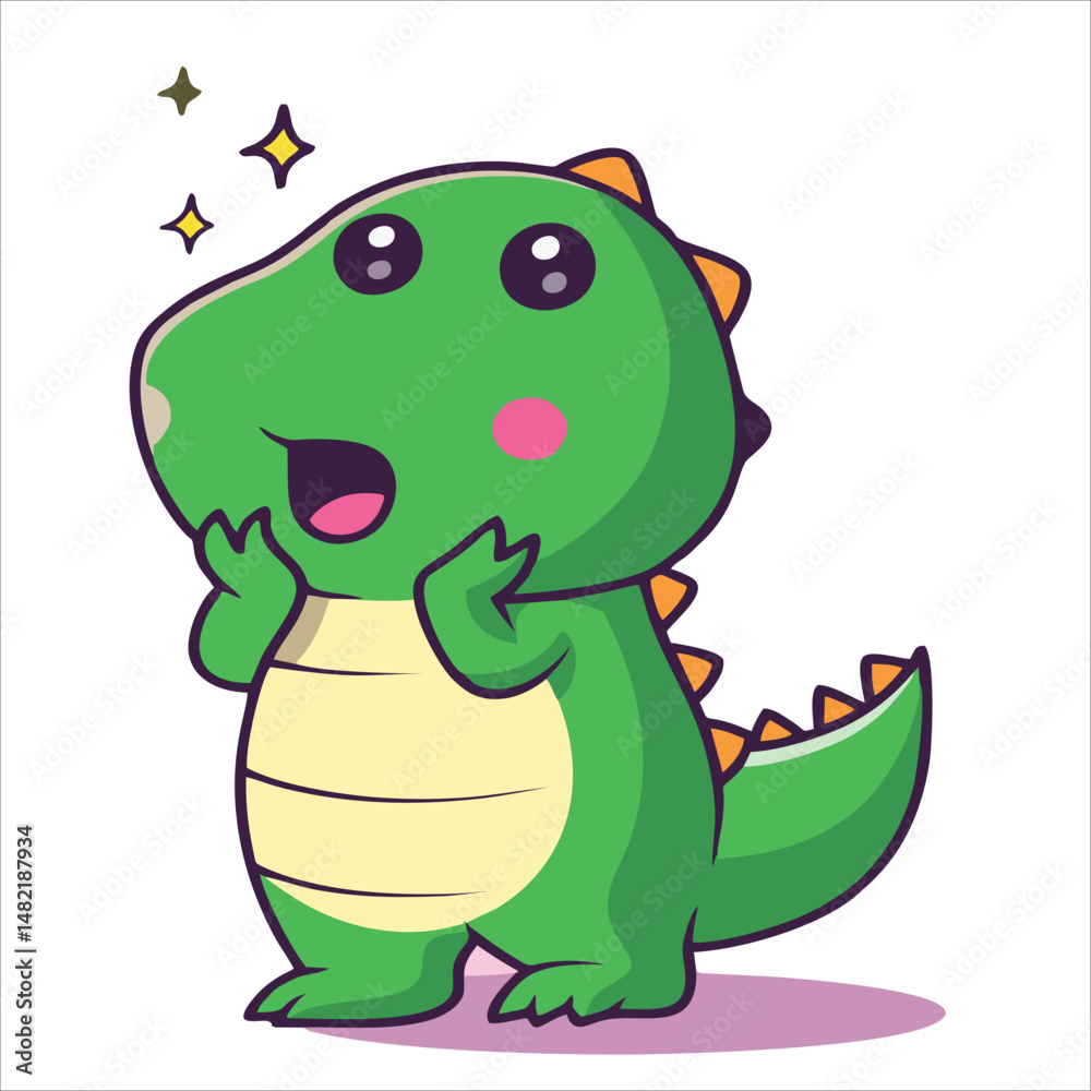 Fototapeta premium Cute cartoon dino design flat illustration