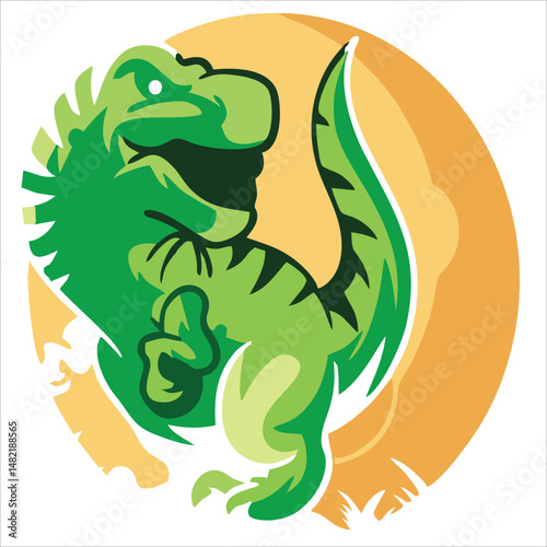 Cute cartoon dino design flat illustration