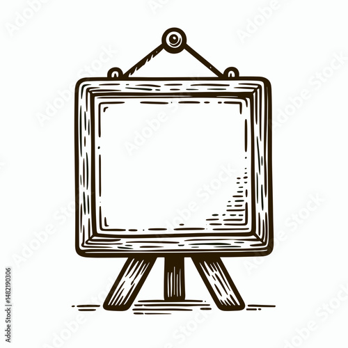 Empty notice board. Tools Equipment Hardware Construction Repair Diy Clipart Line Art Vector Illustration. Vacant bulletin panel announcement surface for advertising information.