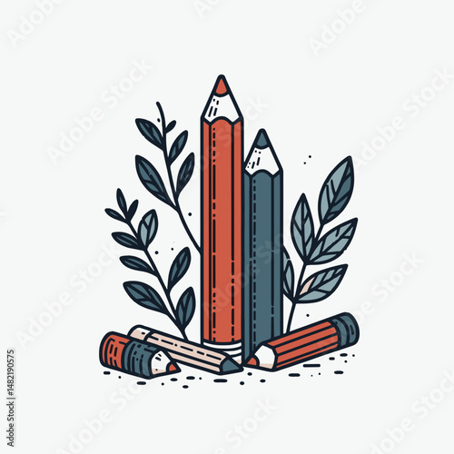 Color pencils. Tools Equipment Hardware Construction Repair Diy Clipart Line Art Vector Illustration. Vibrant drawing implement chromatic tool for detailed illustration vivid hue.