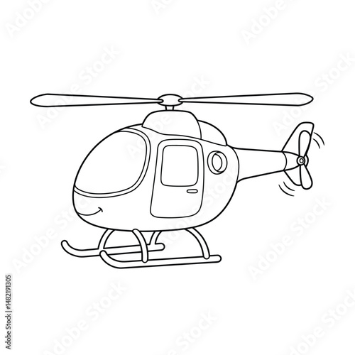 Cute Cartoon Helicopter Illustration