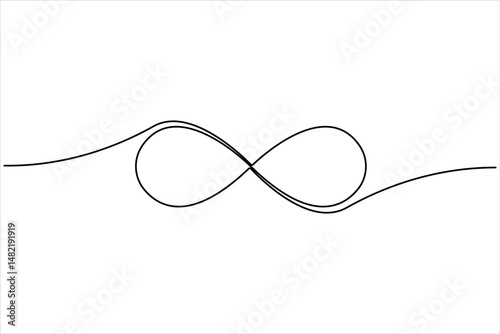 Infinity symbol single continuous line concept of unlimited eternity. Vector one line illustration