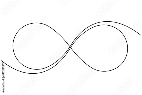 Infinity symbol single continuous line concept of unlimited eternity. Vector one line illustration