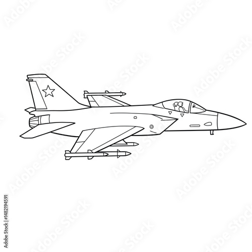 Outline Drawing of a Fighter Jet