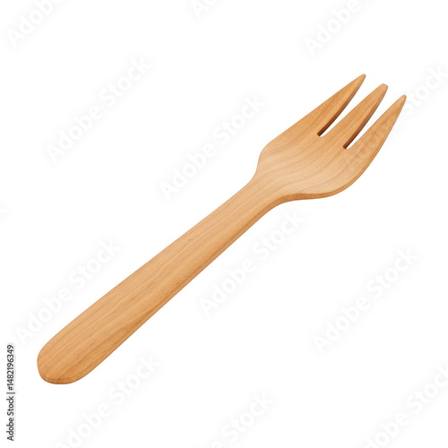 Wooden fork isolated on transparent background