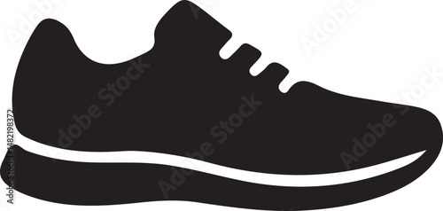 Silhouette of a Running Shoe: A sleek black silhouette of a running shoe, showcasing its streamlined design and the essence of movement.