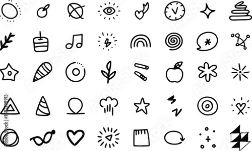 Scribble doodle underline emphasis line shape set. Hand-drawn Pencil or Marker Sketch underline